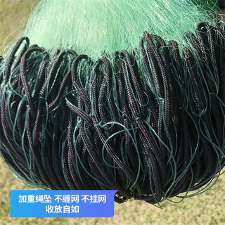Guangtai weighted rope pendant fishing net green silk three-layer sticky fish net catching fish net fishing net crucian carp net grass fish net sinking wire net upgraded rope pendant 3 meters high 4 fingers 100 meters long