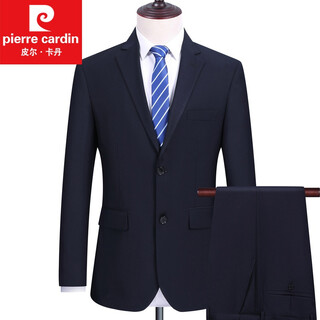 Pierre cardin middle-aged suit men's suit business formal suit professional suit groom wedding suit dad knitted navy blue 2 buttons double slit 99 l 175/b 2 feet 7 waist