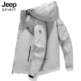 Jeep (jeep) high-end light luxury jacket men's windproof waterproof warm outdoor mountaineering jacket light gray 2xl