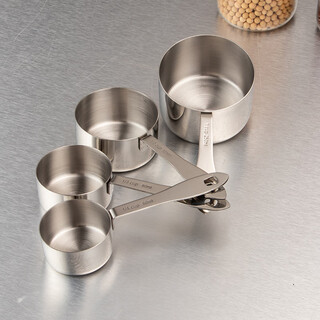 Dele stainless steel thickened measuring cup measuring spoon 4-piece set coffee dessert sugar water heating measuring cup can be directly heated baking quantitative tools all steel natural color 4-piece set