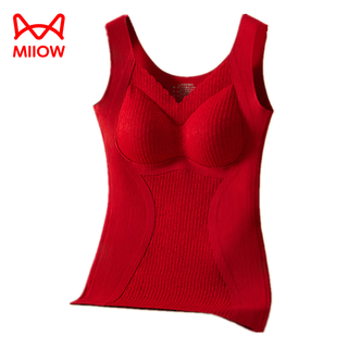 Miiow autumn and winter german velvet warm vest women's underwear big red velvet thickened with breast pads slim fit bottoming coldproof top 1 piece + (red) xl (100-120jin jin is equal to 0.5kg)