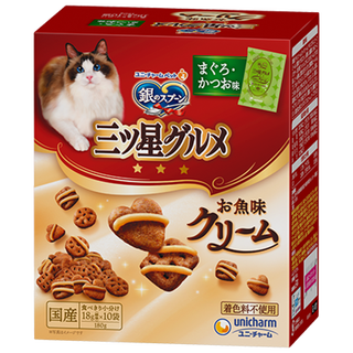 Du lailin japan's original imported silver spoon samsung gourmet cream cat biscuits crispy silver spoon cat food hair removal snacks cream biscuits tuna + bonito 180g 1 box