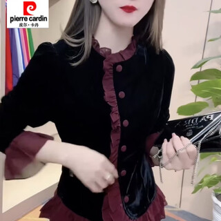 Pierre cardin (pierre cardin) has a positive review rate of over 99% for the same style. internet celebrity spring and autumn new t-shirt short style, age-reducing gold velvet, european style, versatile, red l. recommended 105-117 jin jin equals 0.5 kg