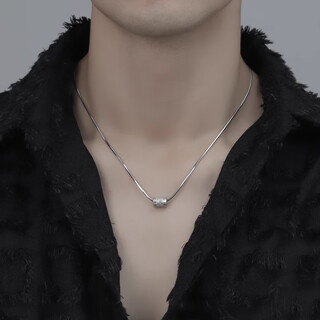 Qiuyu sterling silver necklace men's snake bone chain koi pendant clavicle chain silver chain versatile trendy gift for boyfriend koi pendant + snake bone chain about 50cm