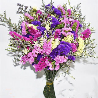 Aiman yunnan flowers dried flower bouquet forget-me-not lover grass combination starry living room real flowers flower arrangement home furnishings purple pink yellow red + grass + crystal about 30 pcs
