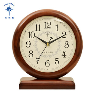 Polaris solid wood table clock living room retro desk clock home clock new chinese large font quartz clock for the elderly t802 (height 28.5cm width 27cm)