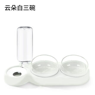 Huamei chinchilla bowl double bowl dog bowl protects cervical vertebra automatic drinking bowl anti-tip cat food dog rice bowl dog and cat supplies dry and wet separation 2 bowls 1 water - yunduo white only 8 left 2 bowls 1 water *food grade material_automatic drinking water