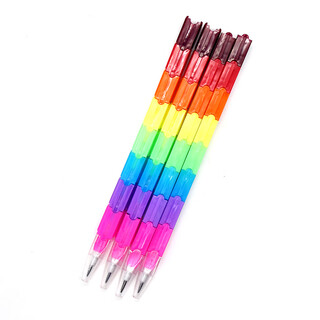 Building block assembled rainbow pencils, automatic pencils, korean creative children's assembled stationery for primary school students, 12 pieces of building block pencils, a total of 96 pieces