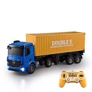 Double eagle large remote control flatbed trailer dump truck crane crane transport truck mercedes-benz large truck mixer truck toy engineering truck large truck charging container truck children's boys toy mercedes-benz remote control container truck cool play applicable (2 rechargeable batteries)