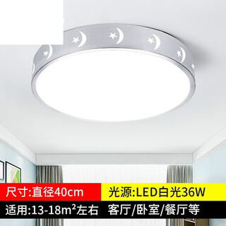 led吸顶灯 圆形卧室吸顶 灯现代简约客厅灯的过道走廊卫生间厨房阳台灯具 星月40cm-白光36W