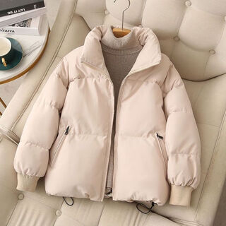 Ruizhu 2024 winter new thickened down cotton jacket for female students small korean style loose warm cotton jacket trendy off-white s 90-110jin jin is equal to 0.5 kg