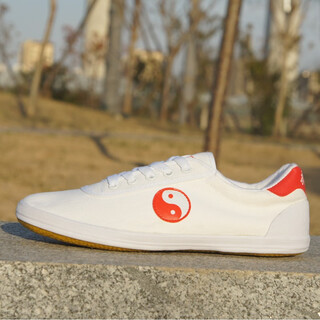 Qingdao double star bate men's and women's yin yang fish tai chi shoes classic martial arts shoes tendon sole sports martial arts shoes tai chi shoes kung fu shoes canvas shoes white tai chi 44*270