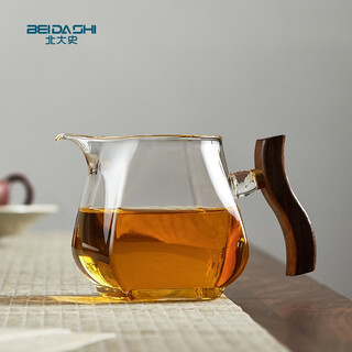 Peking university history glass male cup tea splitter heat-resistant glass black walnut handle thickened tea sea internet celebrity fair cup mb-13 400ml