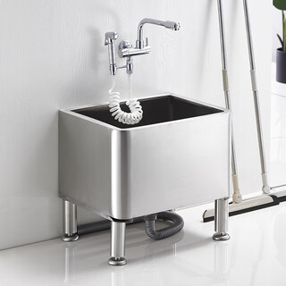 Cungsa 304 stainless steel mop pool home school hotel floor-standing mop pool commercial balcony washing mop pool mop pool + rotating faucet + spray gun