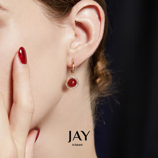 Jay red onyx earrings, new french red earrings, birthday gift for girlfriend, brand gift box, earrings (shipped from beijing warehouse)