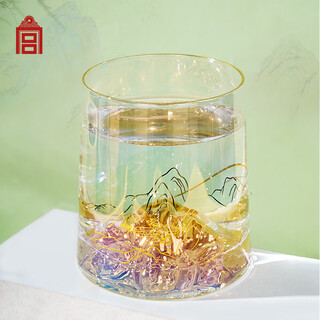 Forbidden city culture thousand miles of land colorful glass tea cup wine glass cup for boyfriend’s birthday gift forbidden city cultural and creative gifts gift box 230ml