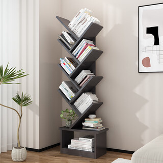 Shuali bookshelf tree-shaped multi-layer simple storage bookshelf 136cm eight-layer grid black sl8374d