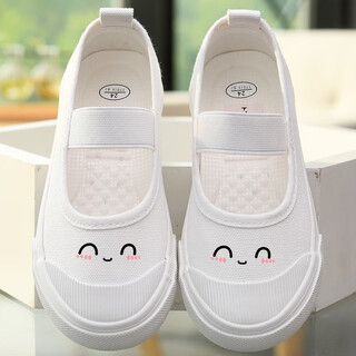 Buding children's white shoes, kindergarten shoes, girls' kindergarten indoor shoes, canvas shoes, baby white shoes, non-slip breathable children's shoes