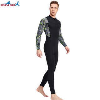 Dive&sail swimsuit men's one-piece quick-drying long-sleeved sun protection warm breathable beach vacation jellyfish suit wetsuit snorkeling surf suit black xl (135-155jin jin equals 0.5 kg)