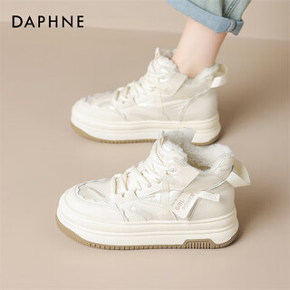 Daphne casual shoes women's thickened warm high-top cotton shoes thick-soled snow boots women's shoes 4023608018 bai xing 38