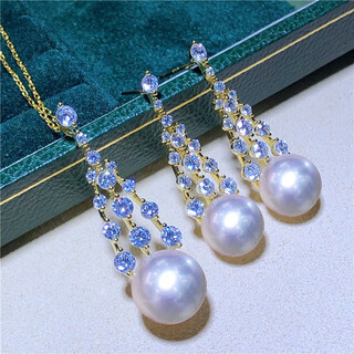 Qianlou freshwater pearl pendant earrings set s925 silver design style bow highlight steamed bun shape pendant