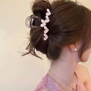 Bai shilin small fresh love korean hairpin headwear women's high-end hairpin 2025 new back of the head shark clip hair grabber pink-five hearts