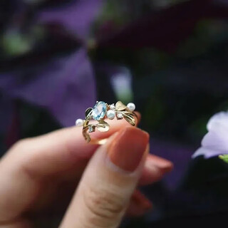 Dl 1998dl1998 aquamarine ring aquamarine light luxury niche design gemstone s925 silver mouth adjustable