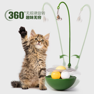 Funny cat stick tumbler, funny cat artifact, cat toy, automatic self-stimulating tool for cats, kitten supplies, bite-resistant, self-stimulating artifact, tumbler, avocado green