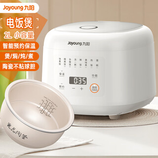 九阳（Joyoung）2L小容量家用耐磨不粘陶瓷釉球胆立体加热电饭煲 煲焖炖煮多功能 高颜值智能预约保温全自动电饭锅 陶瓷釉不粘球胆 2L 【智能全自动】