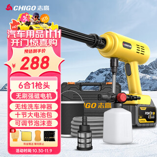 志高（CHIGO）无线洗车锂电高压水枪清洗机家用庭院洗地便携多功能神器L5无刷款