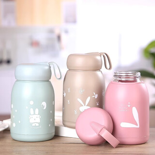 Beimuxing creative double-layer plastic glass cup insulated and anti-scalding office home glass water cup cute water cup cute rabbit pink