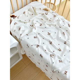 Baby bamboo fiber ice silk blanket newborn baby summer cool gauze cover blanket kindergarten children nap quilt forest rabbit 75*100cm