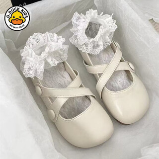 G.duck little yellow duck girls' small leather shoes 2025 spring and autumn new girls lolita peas shoes sweet mary jane princess shoes white it is recommended to add 1cm to the foot length when ordering 32 inner length 19.6cm