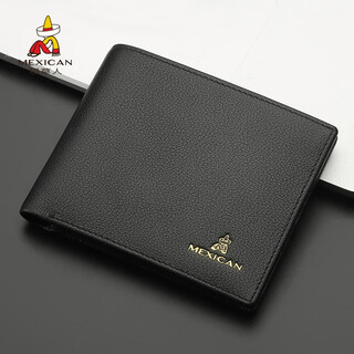 稻草人男士短款头层牛皮钱包商务真皮皮夹休闲多卡位大容量卡包软皮 C款