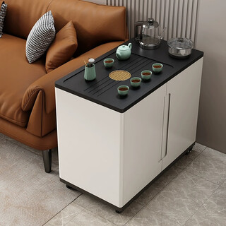 Menglong mobile tea table side cabinet home balcony small tea table type rotating tea cart living room sofa side table light luxury tea cabinet single table free full set of induction cooker tea set