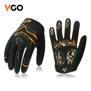 Vgo children and teenagers student cycling gloves outdoor sports running cycling fitness full finger gloves sl75143-j black orange j-xxl (9-10 years old)