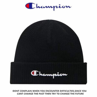 Champion graffiti champion wool hat black thin large head circumference korean style trendy men and women autumn and winter cold hat ins trendy brand knitted hat black letter style