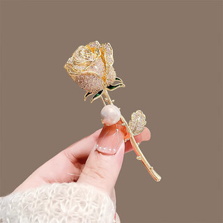 Bjyl luxury rose brooch, high-end feminine corsage, creative large pin, suit coat accessories, practical gift, rose-pin (gold style)