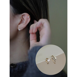 Fat donglai's same 18k gold ring, sparkling single diamond ear bone ring, mini, exquisite and fashionable, japanese and korean, small size/single price/inner ring diameter 5*6mm