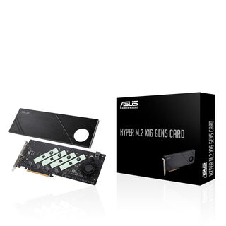 Asus asus m.2 x16 gen5 pcie 5.0 four-channel nvme solid-state drive expansion card supports raid