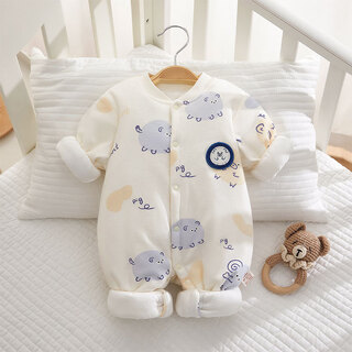 Baby clothes winter thickened 120g cotton newborn onesie warm quilted baby sweater pure cotton crawling suit zoo 120g cotton 59cm recommended baby weight 6-10jin jin equals 0.5 kg