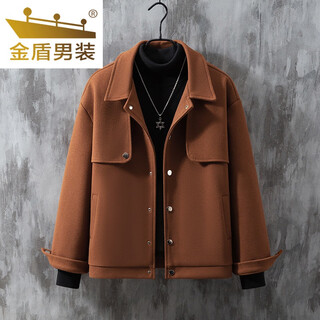 Golden shield british yuppie men's winter suit men's handsome street camel short street woolen jacket coat men's coat 1 piece camel coat l