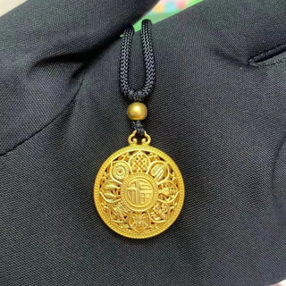 Fat donglai's same style 18k gold hollow pendant, ancient inheritance eight treasures compass necklace for men and women, new gold-plated braided auspicious eight treasures plate necklace 1.88g