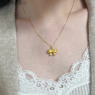 Putino's new product 18.k. gold. fugitive princess bow necklace women's fashion temperament 2024 new gold clavicle chain fugitive bow necklace + o chain