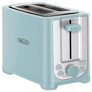Bella 2-slice toaster - auto shut-off extra-wide trough removable crumb tray cancel/defrost/reheat - light green