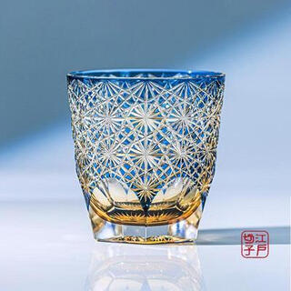 Baichunbao lead crystal glass whiskey glass brandy glass japanese style edo kiriko blue daisy handmade wine glass without