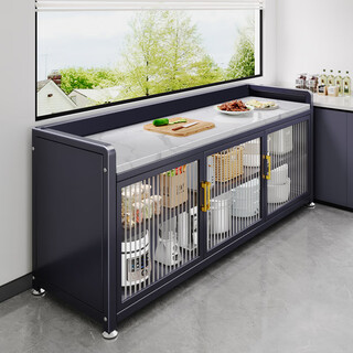 Zhaichunsong slate sideboard kitchen shelf floor-standing cabinet multi-layer wall-mounted integrated storage multi-functional storage cabinet slate countertop 120*40*95 gray | adjustable floor height