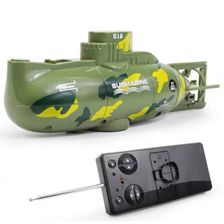 Remote control mini submarine, fast submarine ship, warship model, fish tank, submersible, underwater electric children's water toy, camouflage green nuclear submarine, six channels, levitable, standard delivery of battery + screwdriver