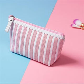 Whale valley house cosmetic storage bag portable travel small cosmetic bag student bag women's carrying waterproof toiletries storage bag pink stripes