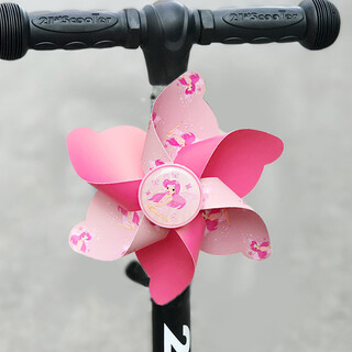 享胜儿童自行车风车宝宝滑板车风车童车户外旋转单车彩带装饰玩具配件 短杆粉色公主(滑板车用)